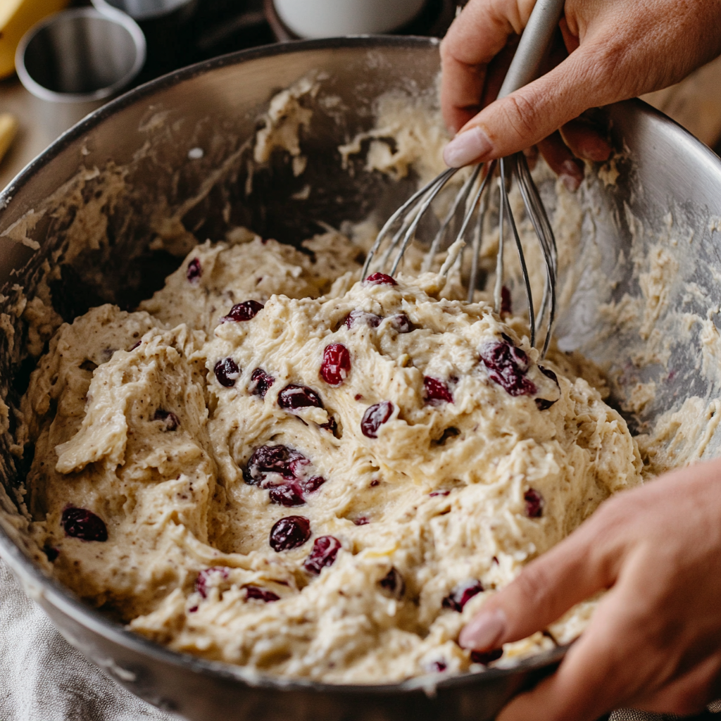 Banana cranberry bread with oil