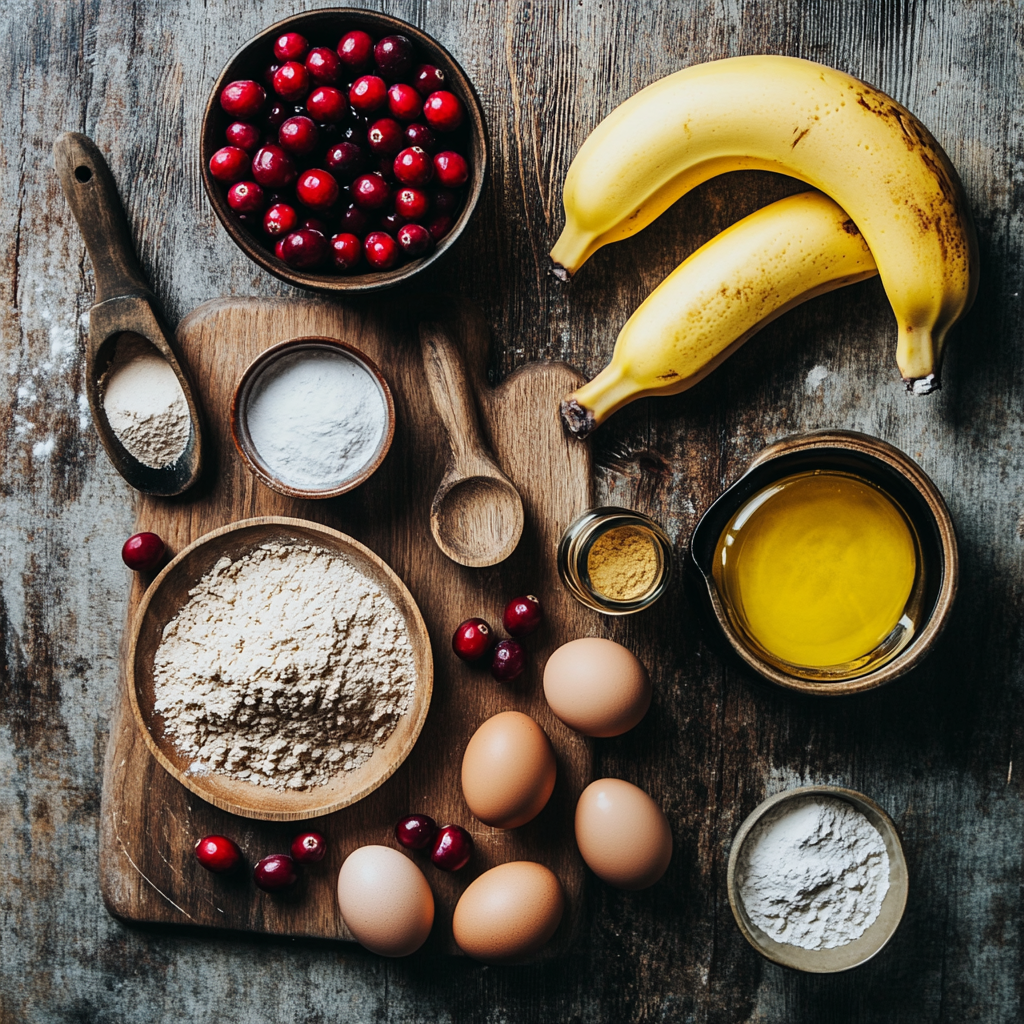 Banana cranberry bread with oil